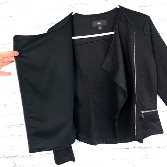 •NWT🤩 |•MOSSIMO•| Cute Black Moto Style Asymmetrical Zip Up Jacket Size Small - Picture 9 of 16